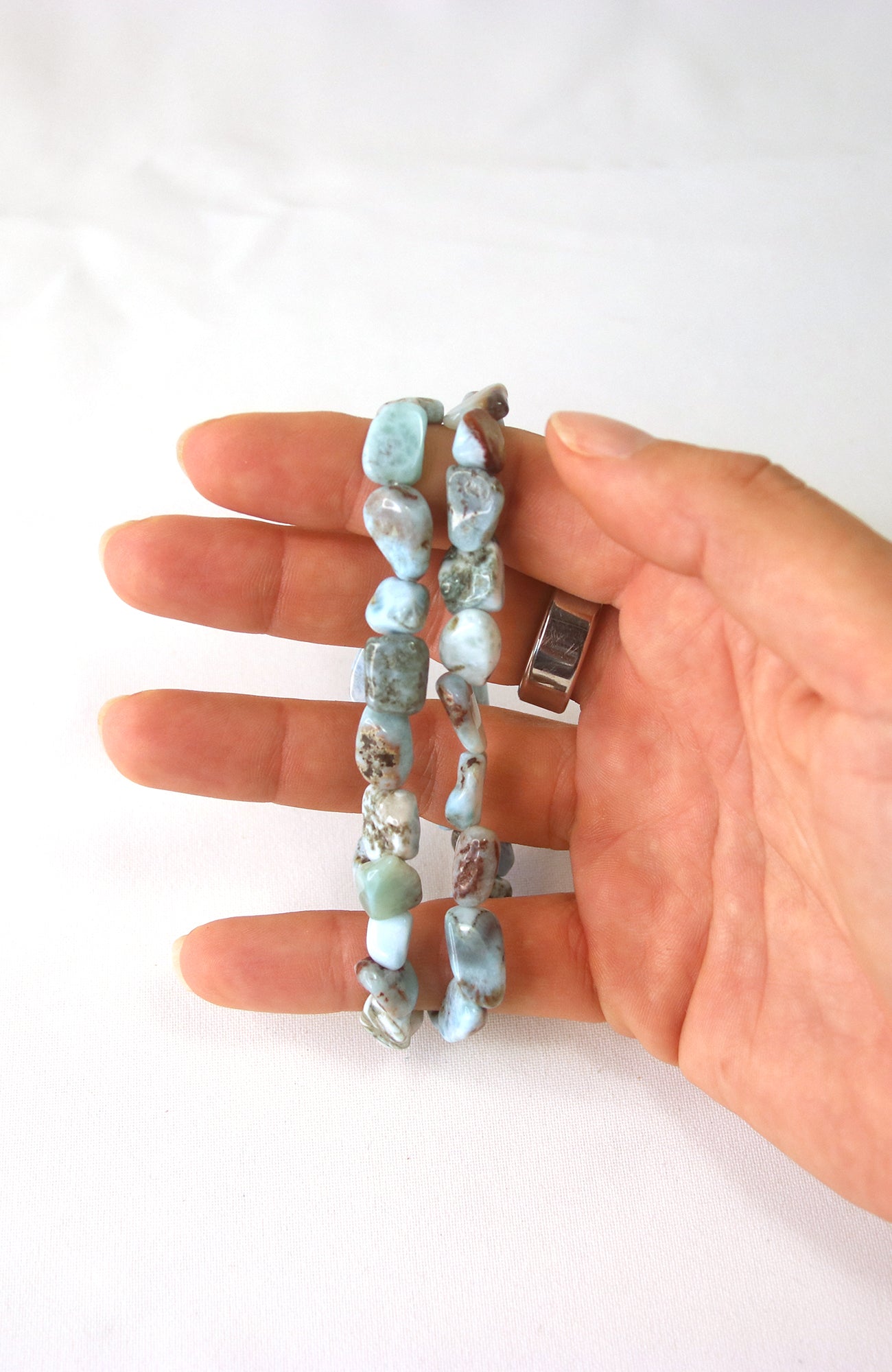 Larimar 6-8mm Nugget Bracelet for wrists up to 20cm